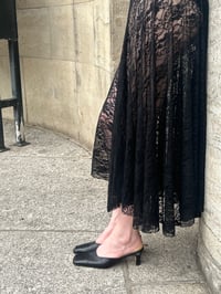 Image 1 of Cora Asymmetrical lace Midi Skirt – black 