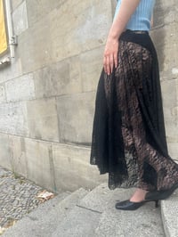 Image 5 of Cora Asymmetrical lace Midi Skirt – black 