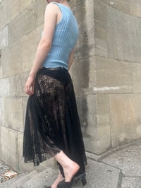 Image 6 of Cora Asymmetrical lace Midi Skirt – black 
