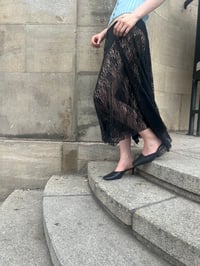 Image 8 of Cora Asymmetrical lace Midi Skirt – black 