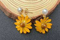 Image 1 of Real Daisy Resin Drop Earrings