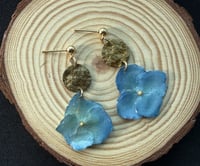 Image 1 of Dusty Blue Hydrangea Resin Drop Earrings 