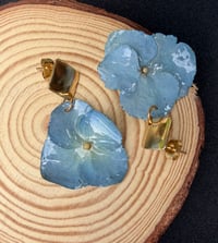 Image 3 of Dusty Blue Hydrangea Resin Drop Earrings 