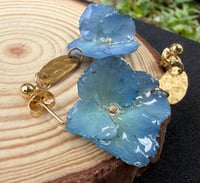 Image 4 of Dusty Blue Hydrangea Resin Drop Earrings 