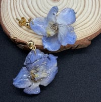 Image 1 of Blue Delphinium Resin Drop Earrings