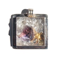 Square Bezel:  Arkansas Quartz / Amehtyst / Golden Apatite - 54