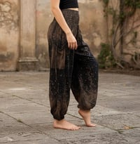 Image 1 of Boho Harem Pants Starry Night Print | High Crotch Elastic Waist - Black