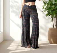 Image 1 of Tie-Dye Boho Flow Pants – Wide Leg Rayon Pants – Festival Yoga Trousers – Grey  & Green - 23