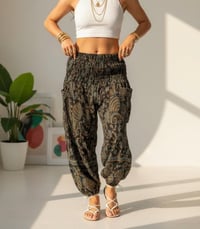 Image 2 of Paisley Winter Rayon Harem Pants - Green - 449