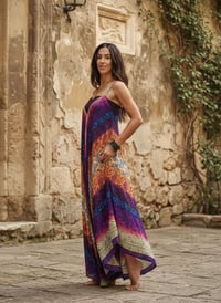 Image 3 of Convertible Wrap Pants 2-in-1 Paisley Wide Leg Overalls - Sunset - 308