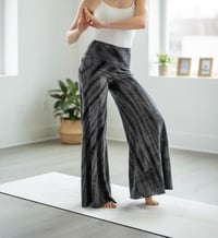 Image 3 of Tie-Dye Boho Flow Pants – Wide Leg Rayon Pants – Festival Yoga Trousers - Charcoal - 21 