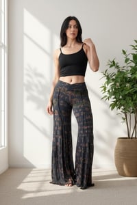 Image 4 of Tie-Dye Boho Flow Pants – Wide Leg Rayon Pants – Festival Yoga Trousers – Grey  & Green - 23