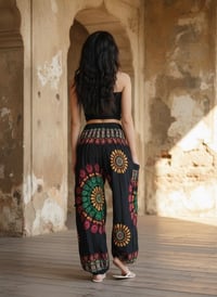 Image 4 of Mandala Harem Pants with Pockets - Black Pink Green - 511