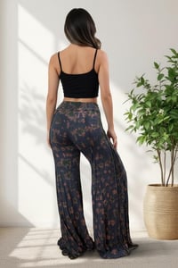 Image 5 of Tie-Dye Boho Flow Pants – Wide Leg Rayon Pants – Festival Yoga Trousers – Grey  & Green - 23