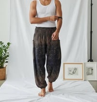 Image 5 of Boho Harem Pants Starry Night Print | High Crotch Elastic Waist - Black