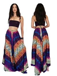 Image 6 of Convertible Wrap Pants 2-in-1 Paisley Wide Leg Overalls - Sunset - 308