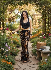 Image 5 of Tie Dye High Cinch Waist Flare Pants - Black Tan Brown - 31