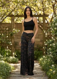 Image 6 of Tie-Dye Boho Flow Pants – Wide Leg Rayon Pants – Festival Yoga Trousers – Grey  & Green - 23