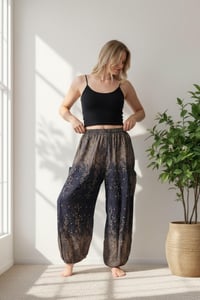 Image 6 of Boho Harem Pants Starry Night Print | High Crotch Elastic Waist - Black