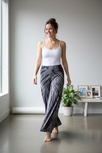 Image 6 of Tie-Dye Boho Flow Pants – Wide Leg Rayon Pants – Festival Yoga Trousers - Charcoal - 21 