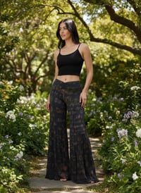 Image 7 of Tie-Dye Boho Flow Pants – Wide Leg Rayon Pants – Festival Yoga Trousers – Grey  & Green - 23