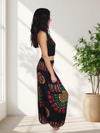 Image 7 of Mandala Harem Pants with Pockets - Black Pink Green - 511