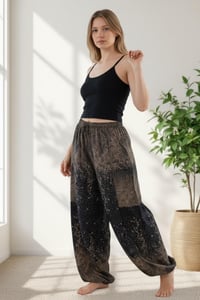 Image 7 of Boho Harem Pants Starry Night Print | High Crotch Elastic Waist - Black