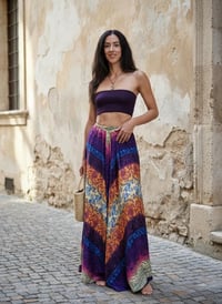 Image 7 of Convertible Wrap Pants 2-in-1 Paisley Wide Leg Overalls - Sunset - 308