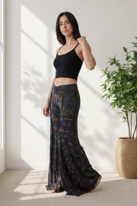 Image 11 of Tie-Dye Boho Flow Pants – Wide Leg Rayon Pants – Festival Yoga Trousers – Grey  & Green - 23