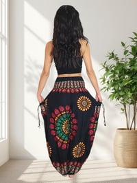Image 8 of Mandala Harem Pants with Pockets - Black Pink Green - 511