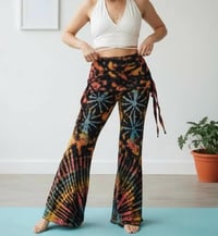 Image 2 of Festival Fairy Pants – Rayon Tie Dye Flare Yoga Pants, Stretchy Disco Wear - 14
