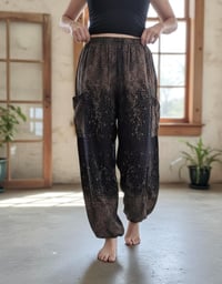 Image 9 of Boho Harem Pants Starry Night Print | High Crotch Elastic Waist - Black