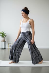 Image 10 of Tie-Dye Boho Flow Pants – Wide Leg Rayon Pants – Festival Yoga Trousers - Charcoal - 21 