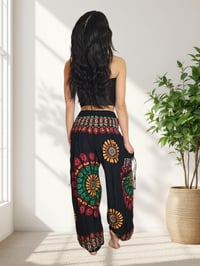 Image 9 of Mandala Harem Pants with Pockets - Black Pink Green - 511