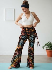 Image 1 of Festival Fairy Pants – Rayon Tie Dye Flare Yoga Pants, Stretchy Disco Wear - 14
