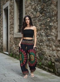 Image 10 of Mandala Harem Pants with Pockets - Black Pink Green - 511