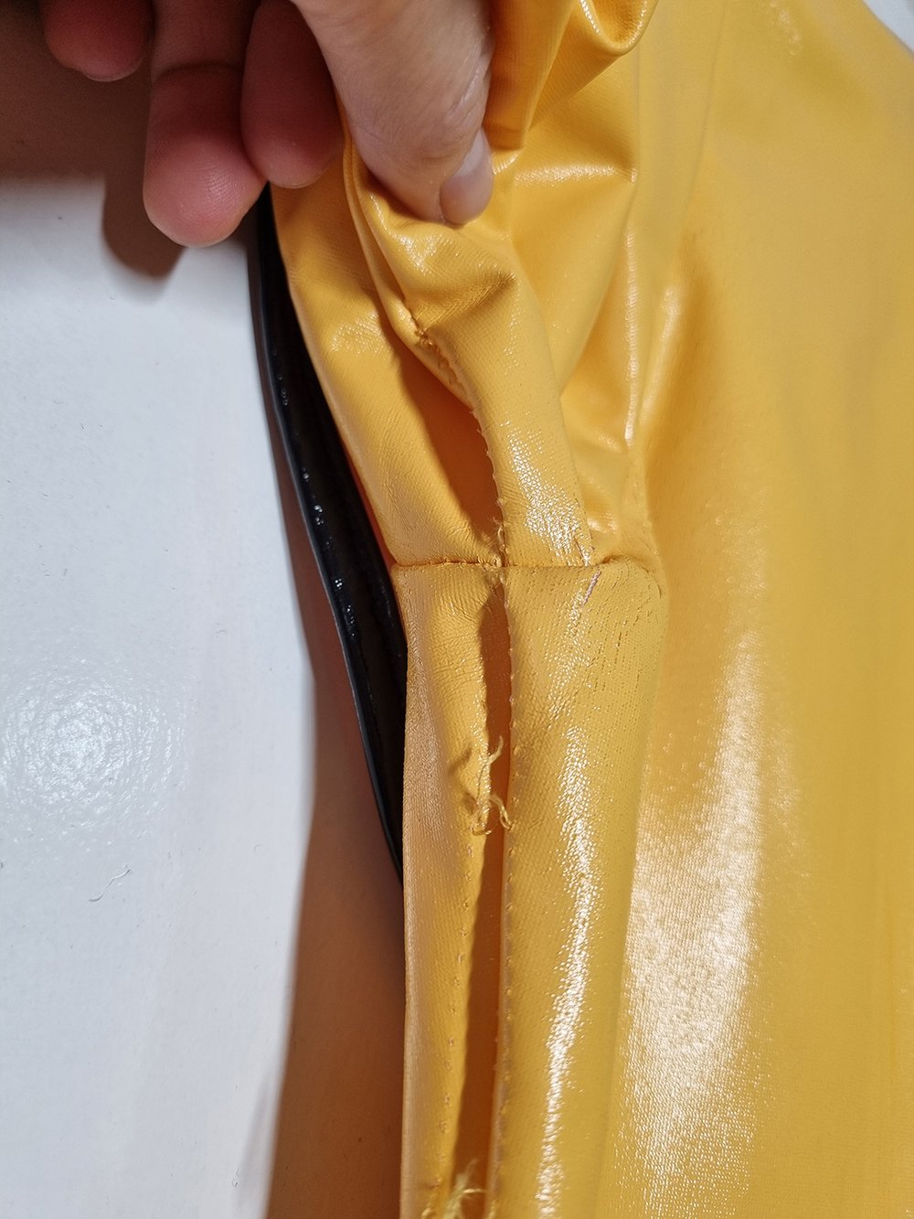 YELLOW PVC PEEK-A-BOO RUFFLE DRESS
