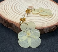 Image 2 of Ivory Pansy Resin Drop Earrings 