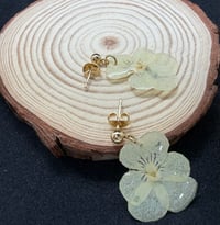 Image 3 of Ivory Pansy Resin Drop Earrings 