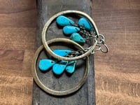Image 14 of Kingman Turquoise Sterling Silver and Brass Hoops earrings 