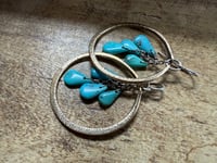 Image 22 of Kingman Turquoise Sterling Silver and Brass Hoops earrings 