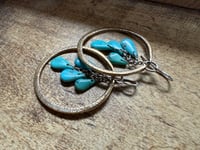 Image 24 of Kingman Turquoise Sterling Silver and Brass Hoops earrings 