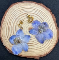 Image 2 of Blue Delphinium Resin Drop Earrings