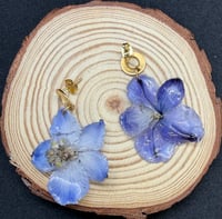 Image 3 of Blue Delphinium Resin Drop Earrings