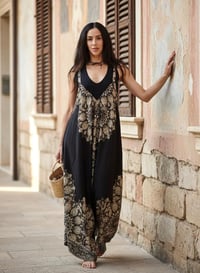 Image 3 of Convertible Wrap Pants 2-in-1 Paisley Wide Leg Overalls - 308