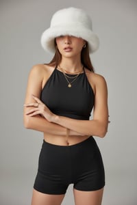 Image 2 of Faux Fur Bucket Hat - Winter Style White - 151