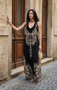 Image 4 of Convertible Wrap Pants 2-in-1 Paisley Wide Leg Overalls - 308