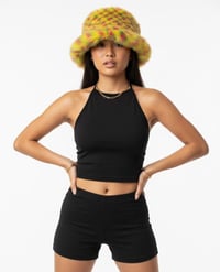 Image 3 of Faux Fur Bucket Hat - Pineapple Pattern - Yellow Red Green - 153