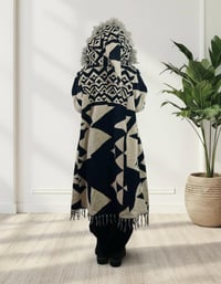 Image 6 of Hooded Fringe Coat, Aztek Blanket Cloak, Geometric Shambhala Festival Wear
