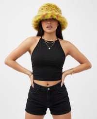 Image 6 of Faux Fur Bucket Hat - Pineapple Pattern - Yellow Red Green - 153